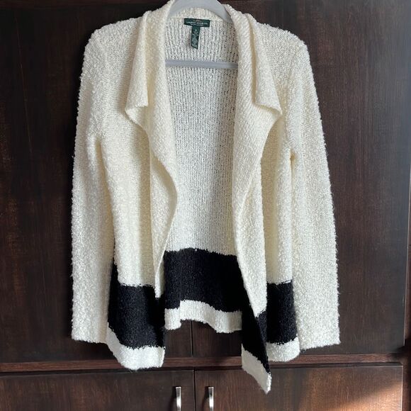 Lauren Ralph Lauren Wool Blend Open Front Cardigan Medium - Picture 2 of 5